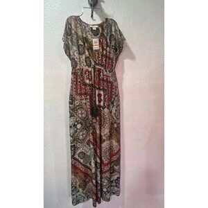 Style & Co Bohemian Y2K Flare long dress Short sleeves Empire cut PS